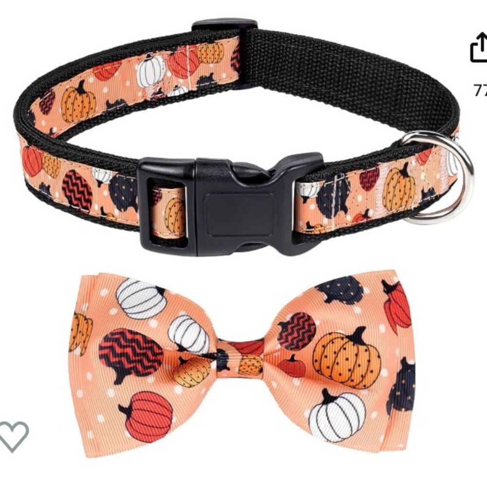 NEW Pumpkin Dog Collar, one size (adjustable)